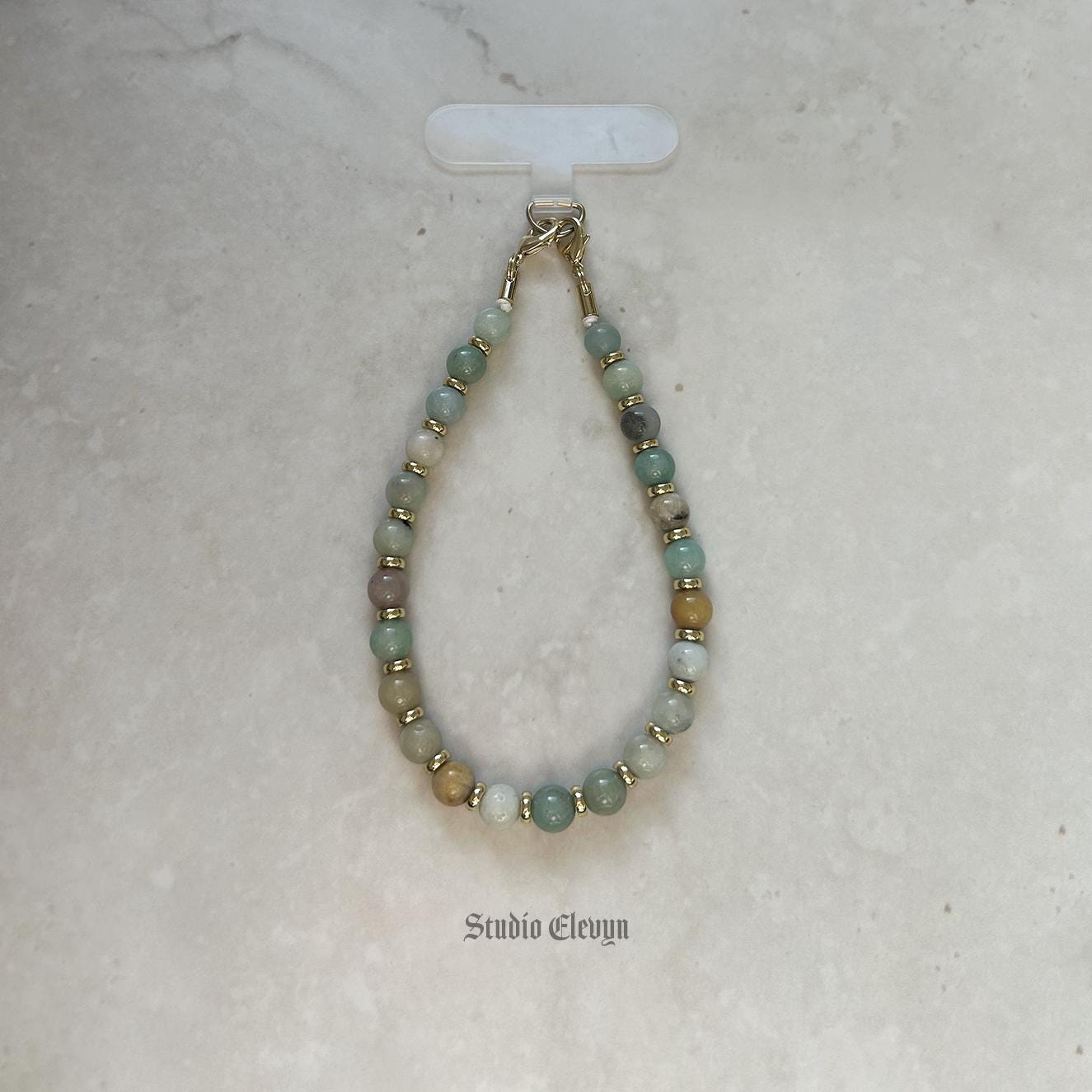Jade | Natural Stone Beaded Phone Strap with Insert - Universal Fit