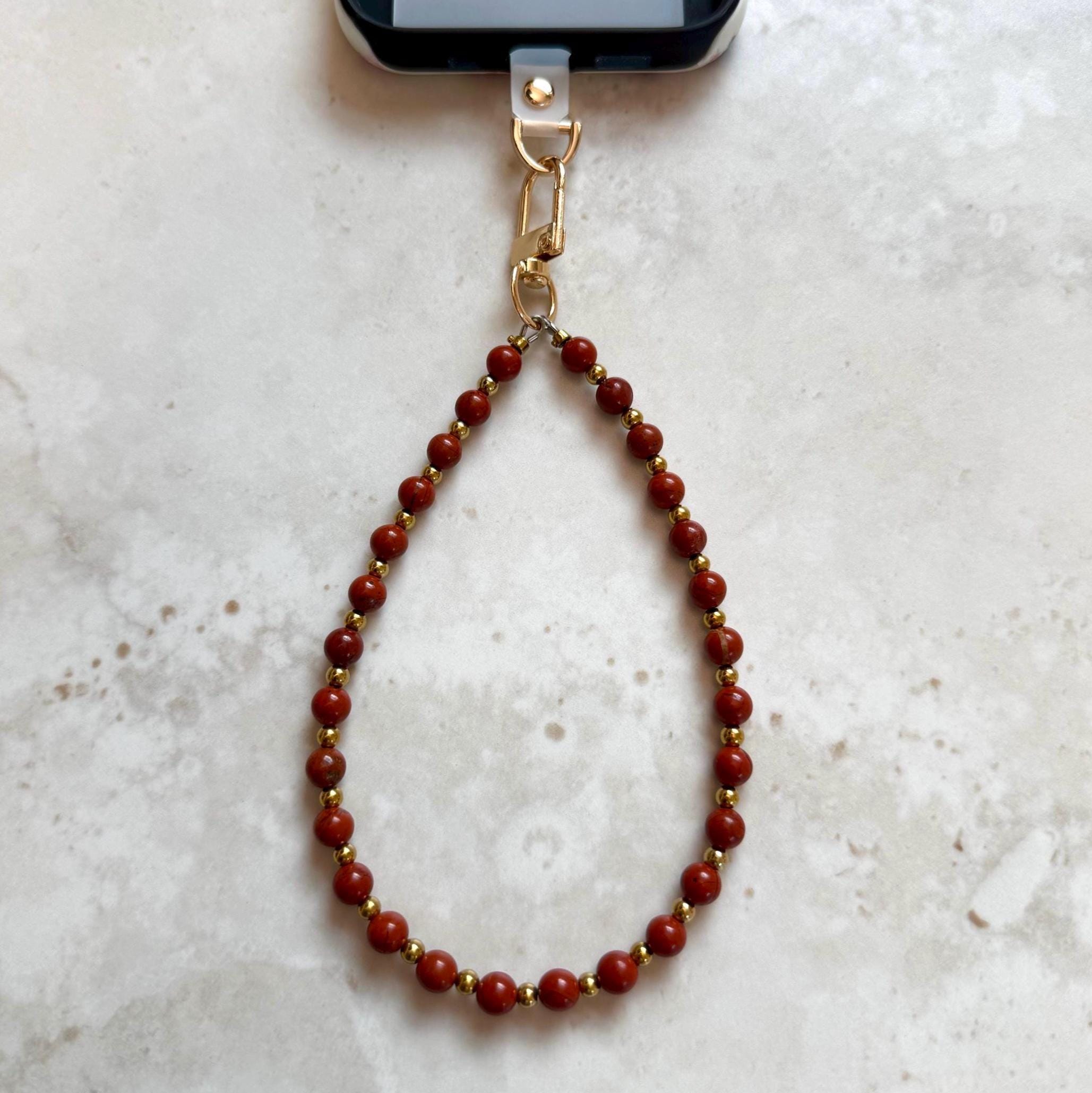 Natural Stone Beaded Phone Strap with Insert - Universal Fit